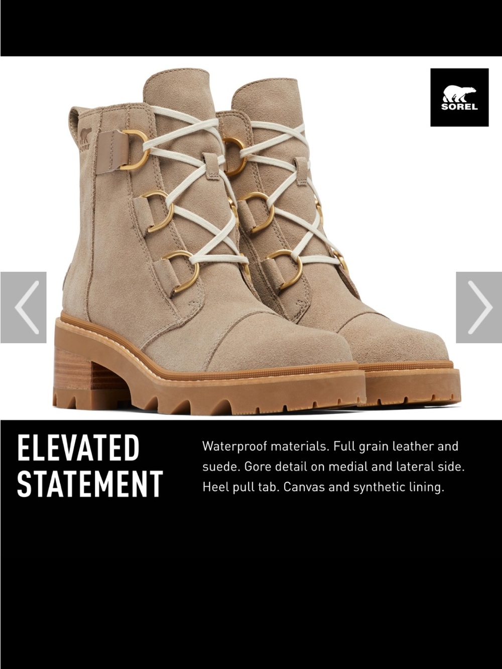 Sorel Women's Joan Beige Suede Lace-Up Ankle Boots